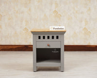 Alexandria Wooden Bedside Table One Drawer Furniselan Cool-Grey