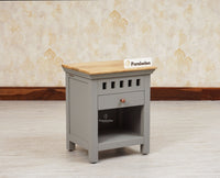 Alexandria Wooden Bedside Table One Drawer Furniselan Cool-Grey