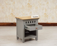 Alexandria Wooden Bedside Table One Drawer Furniselan Cool-Grey