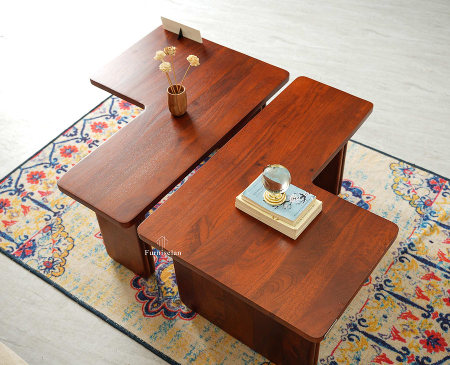 Pivot Flexi Wooden Coffee Table Multi Functions Use Coffee & Side Table Brown Finish
