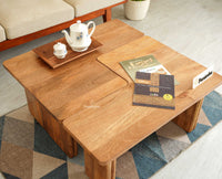 Pivot Flexi Wooden Coffee Table Multi Functions Use Coffee & Side Table Natural Oak Finish