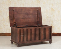 Deccan Slatted Trunk Box Storage Coffee Table Furniselan Grey Finish