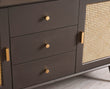 Boston Solid Wood Rattan Cane Two Door Sideboard with three Drawers - Sideboard - Furniselan Slate-Grey