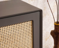 Boston Solid Wood Rattan Cane Two Door Sideboard with three Drawers - Sideboard - Furniselan Slate-Grey