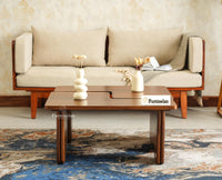 Pivot Flexi Wooden Coffee Table Multi Functions Use Coffee & Side Table Teak Finish