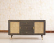Boston Solid Wood Rattan Cane Two Door Sideboard with three Drawers - Sideboard - Furniselan Slate-Grey