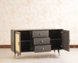 Boston Solid Wood Rattan Cane Two Door Sideboard with three Drawers - Sideboard - Furniselan Slate-Grey