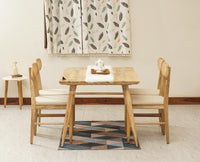Boston Solid Wood Rattan Cane Dining Table Four Seater Set Furniselan Natural-Finish