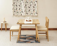 Boston Solid Wood Rattan Cane Dining Table Four Seater with Bench - Dining Set - Furniselan Natural-Finish
