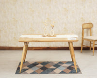 Boston Solid Wood Rattan Cane Dining Table Four Seater with Bench - Dining Set - Furniselan Natural-Finish