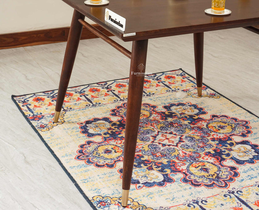 Boston Solid Wood Rattan Cane Dining Table Four Seater Set Square - Dining Set - Furniselan Grey-Finish