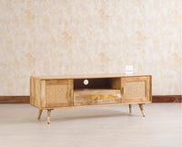 Boston Solid Wood Rattan Cane Tv Cabinet - Tv Cabinet - Furniselan Natural-Finish