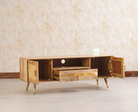 Boston Solid Wood Rattan Cane Tv Cabinet - Tv Cabinet - Furniselan Natural-Finish