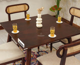 Boston Solid Wood Rattan Cane Dining Table Four Seater Set Square - Dining Set - Furniselan Grey-Finish