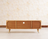 Boston Solid Wood Tv Entertainment Unit Set Of Three Cabinets Furniselan Natural Finish