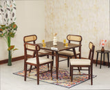 Boston Solid Wood Rattan Cane Dining Table Four Seater Set Square - Dining Set - Furniselan Grey-Finish