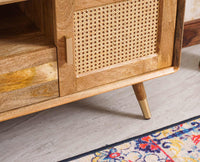 Boston Solid Wood Rattan Cane Tv Cabinet - Tv Cabinet - Furniselan Natural-Finish