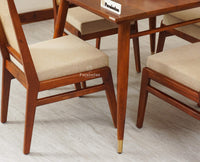 Boston Solid Wood Rattan Cane Dining Table Set Four Seater Square Furniselan Brown-Finish