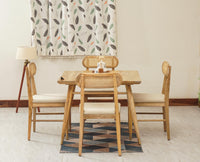 Boston Solid Wood Rattan Cane Dining Table Four Seater Set Square Furniselan Natural-Finish