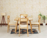 Boston Solid Wood Rattan Cane Dining Table Four Seater Set Square Furniselan Natural-Finish