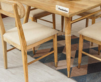 Boston Solid Wood Rattan Cane Dining Table Four Seater Set Square Furniselan Natural-Finish