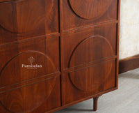 Horniman Circle Solid Wood Two Door Sideboard Cabinet Furniselan Brown Finish