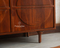 Horniman Circle Solid Wood Two Door Sideboard Cabinet Furniselan Brown Finish