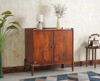 Wellington Solid Wood Sideboard Cabinet Two Door Furniselan Brown Finish