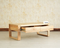 Ibiza Modern Coffee Table Two Drawers Natural Finish
