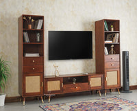 Boston Solid Wood Tv Entertainment Unit Set Of Three Cabinets Furniselan Brown Finish