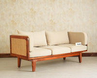Boston Wooden Luma Three Seater Sofa Brown Finish