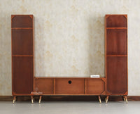 Boston Solid Wood Tv Entertainment Unit Set Of Three Cabinets Furniselan Brown Finish