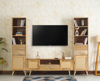 Boston Solid Wood Tv Entertainment Unit Set Of Three Cabinets Furniselan Natural Finish