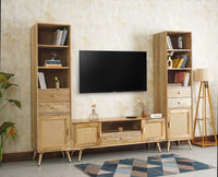 Boston Solid Wood Tv Entertainment Unit Set Of Three Cabinets Furniselan Natural Finish