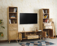 Boston Solid Wood Tv Entertainment Unit Set Of Three Cabinets Furniselan Natural Finish