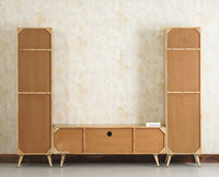 Boston Solid Wood Tv Entertainment Unit Set Of Three Cabinets Furniselan Natural Finish