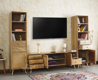 Boston Solid Wood Tv Entertainment Unit Set Of Three Furniselan Natural Finish