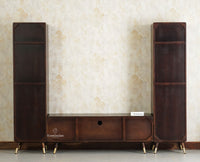 Boston Solid Wood Tv Entertainment Unit Set Of Three Cabinets Furniselan Grey Finish