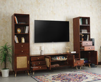 Boston Solid Wood Tv Entertainment Unit Set Of Three Furniselan Brown Finish
