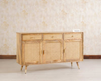 Boston Solid Wood Three Door and Three Drawer Sideboard Cabinet - Sideboard - Furniselan Natural-Finish