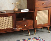 Boston Solid Wood Tv Entertainment Unit Set Of Three Furniselan Brown Finish