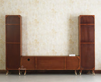 Boston Solid Wood Tv Entertainment Unit Set Of Three Furniselan Brown Finish