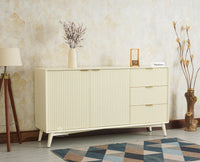 Bengaluru Solid Wood Two Door and Three Drawer Sideboard Cabinet Furniselan Frosty White