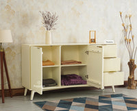 Bengaluru Solid Wood Two Door and Three Drawer Sideboard Cabinet Furniselan Frosty White