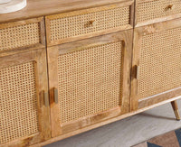 Boston Solid Wood Three Door and Three Drawer Sideboard Cabinet - Sideboard - Furniselan Natural-Finish