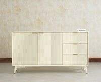 Bengaluru Solid Wood Two Door and Three Drawer Sideboard Cabinet Furniselan Frosty White