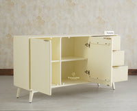Bengaluru Solid Wood Two Door and Three Drawer Sideboard Cabinet Furniselan Frosty White