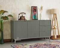 Bengaluru Solid Wood Two Door and Three Drawer Sideboard Cabinet Furniselan Cool Grey