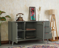 Bengaluru Solid Wood Two Door and Three Drawer Sideboard Cabinet Furniselan Cool Grey