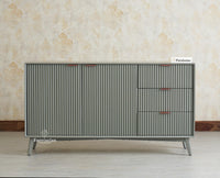 Bengaluru Solid Wood Two Door and Three Drawer Sideboard Cabinet Furniselan Cool Grey